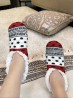Polka Dot Patterned Indoors Anti-Slippery  Winter Slipper Socks (12 Pairs)
